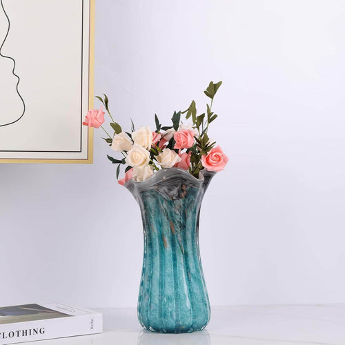Seashell Marble Effect Porcelain Vase – Sculptural, 36cmTransform your home with a 36cm vase blending coastal charm and elegance. Available in Blue, Grey, Gold & Black.