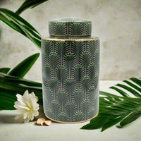 Selangor Palm Ginger Jar 26cm Green/Gold Luxury Co
