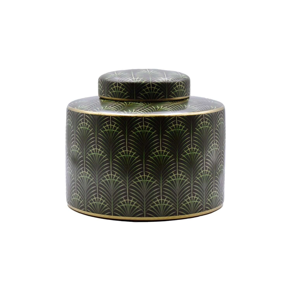 Selangor Palm Leaf Green Gold Ceramic Jar