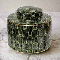 Selangor Palm Leaf Ginger Jar 20cm Green/Gold Luxury Co