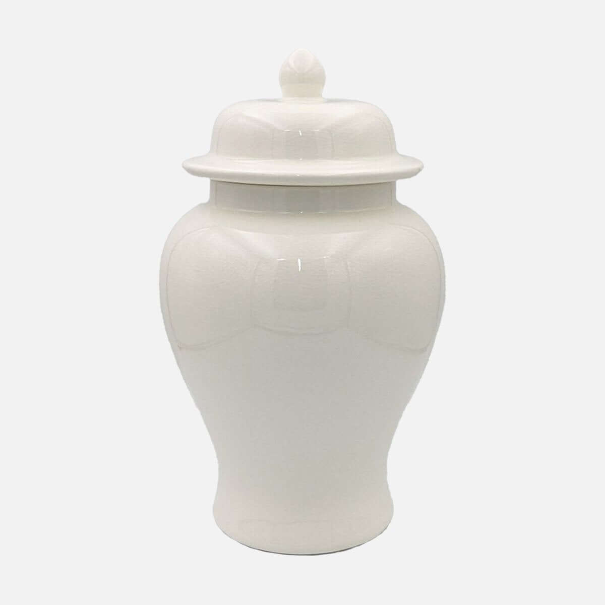 Off White Stirling Egg Temple Jar - Modern Ceramic Decor
