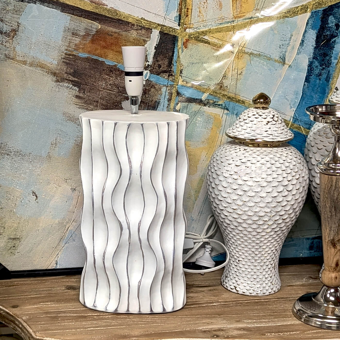 Modern White Ceramic Table Lamp Base Only