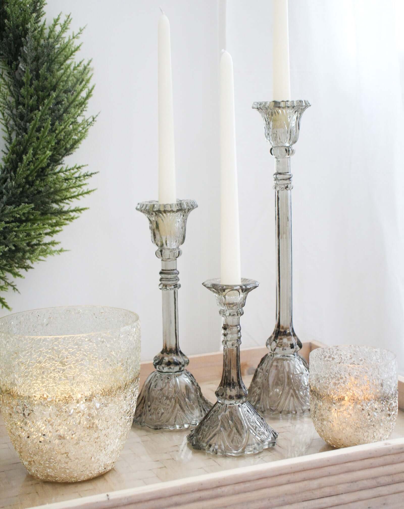 Tall Glass Candle Holder | Belle Sage Decor