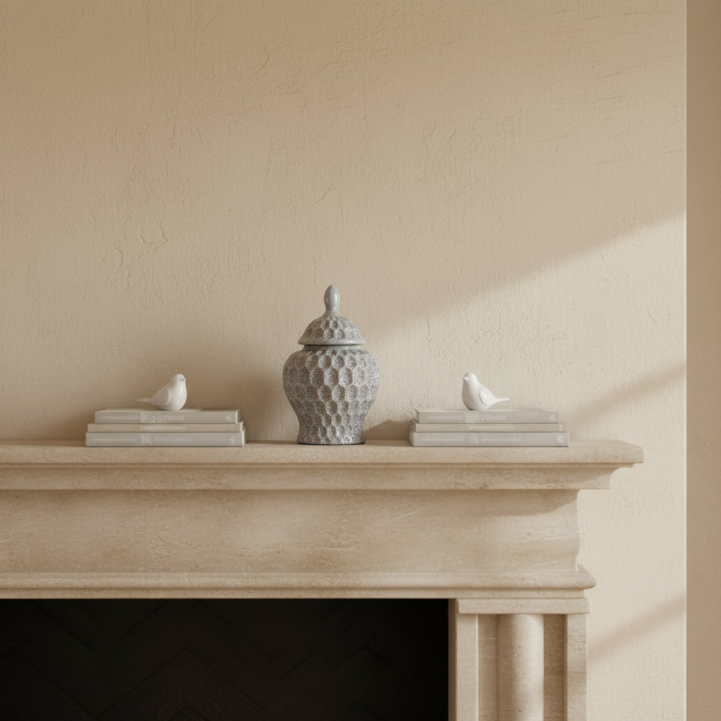 Low Profile Pastel Textured Ceramic Jar