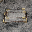 Modern Acrylic Serving Tray with Gold Handles