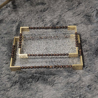 Modern Acrylic Serving Tray with Gold Handles