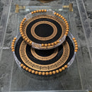 Serving Tray Set Black & Gold Greek Key