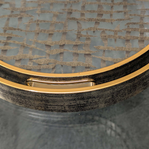 Champagne Gold Glass & Wood Tray Set