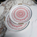 Round Tray Set Elegant Rustic Wood Pattern