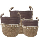 Trish Boho Two-Tone Tassel Basket Set