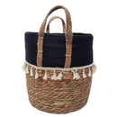 Trish V - Shape Basket with Tassels - Natural/Black Luxury Co