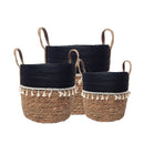 Trish V - Shape Basket with Tassels - Natural/Black Luxury Co