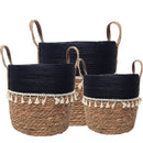 Trish V - Shape Basket with Tassels - Natural/Black Luxury Co