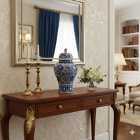 Large Hand-Painted Blue White Ginger Jar