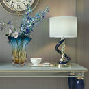 Boho Glass Vase Hand Blown – 27cm Blue & Yellow Murano Art Style