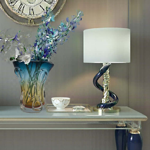 Azure & Amber Art Glass Vase Décor