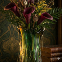 Art Nouveau Green and Amber Glass Vase