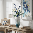 Tall Marble Glass Vase Green Blue Gold 38cm