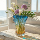 Azure & Amber Hand-Blown Glass Vase