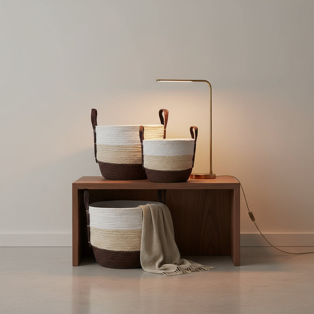 Venus Tri-Color Round Corn Husk Basket