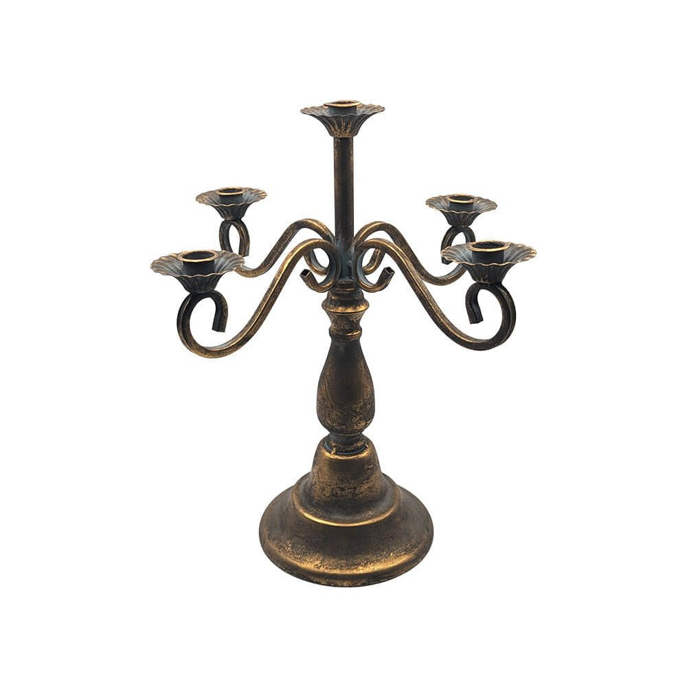 Vintage Candlestick Aged Rustic Gold Holder - Luxury Co