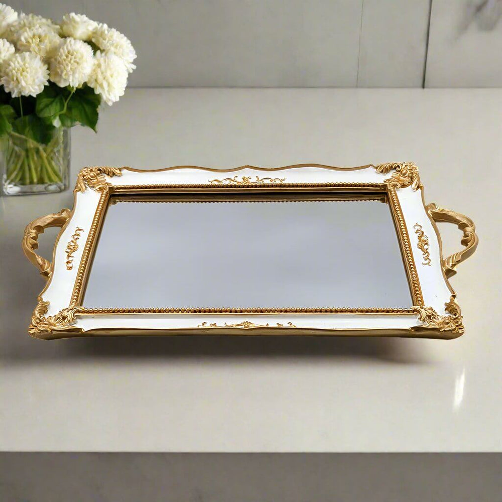 Vintage French Gold Mirror Vanity Tray