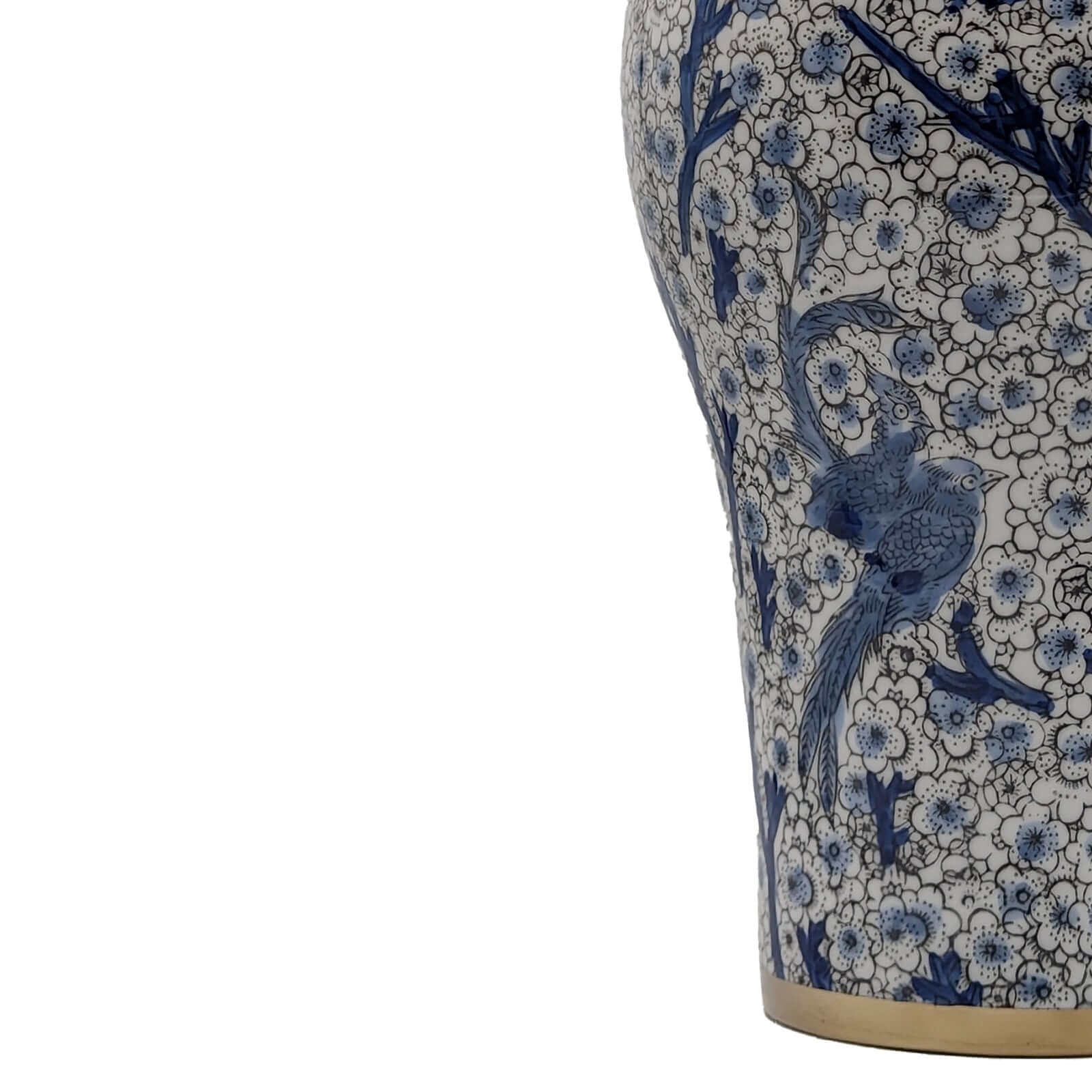 Vintage Blue Bird Ginger Jar | Hand-Painted Ceramic Decor