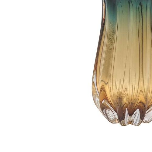 Vintage Murano Glass Vase – 33cm Charcoal & Yellow ArtLuxury Covases