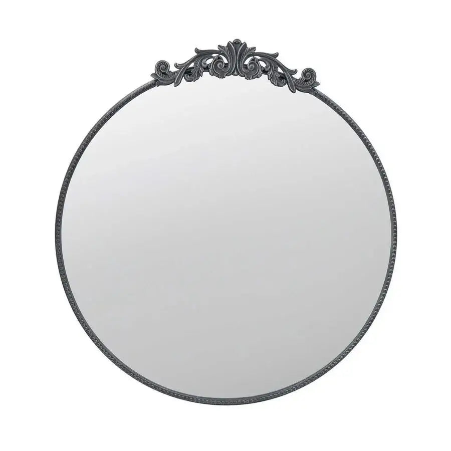 Lux Dia Round Vintage Wall Mirror - Black