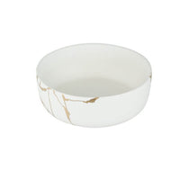 Wabi - Sabi Ceramic Round Bowl White/Gold Luxury Co