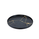 Wabi - Sabi Large Ceramic Round Plate Black/Gold Luxury Co