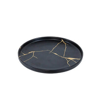Wabi - Sabi Large Ceramic Round Plate Black/Gold Luxury Co