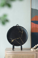Wabi - Sabi Large Ceramic Round Plate Black/Gold Luxury Co
