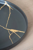 Wabi - Sabi Large Ceramic Round Plate Black/Gold Luxury Co