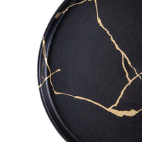 Wabi - Sabi Large Ceramic Round Plate Black/Gold Luxury Co