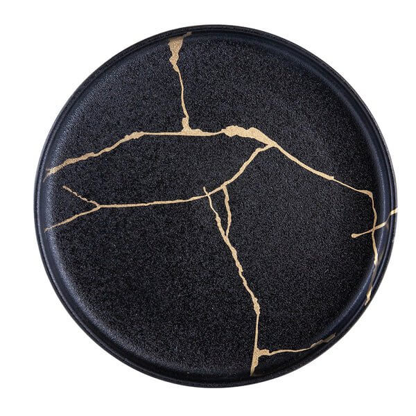 Wabi - Sabi Small Ceramic Plate Black/Gold Luxury Co