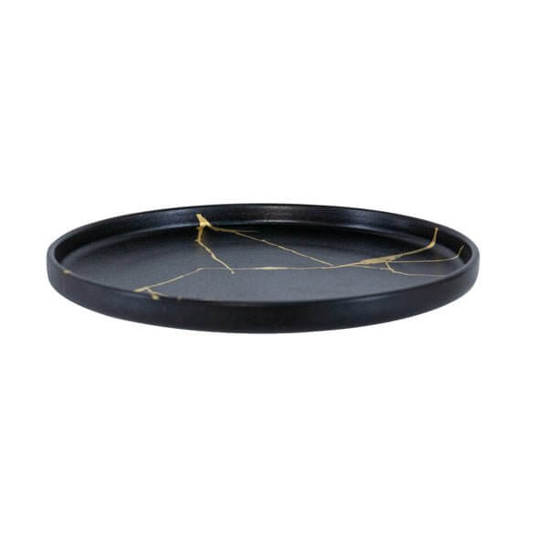 Wabi - Sabi Small Ceramic Plate Black/Gold Luxury Co