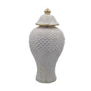 White & Gold Ginger Jar Vase with Lid Luxury Co