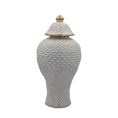 White & Gold Ginger Jar Vase with Lid Luxury Co