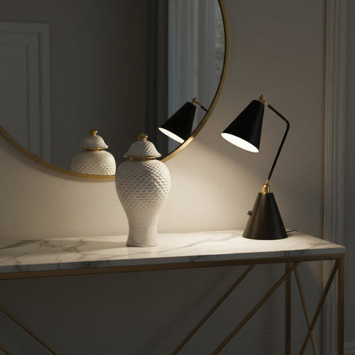 Vintage Gold & White Ceramic Jar Vase Luxury Co