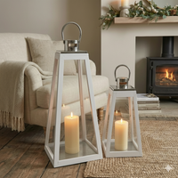 White Pyramid Indoor Outdoor Lantern Set