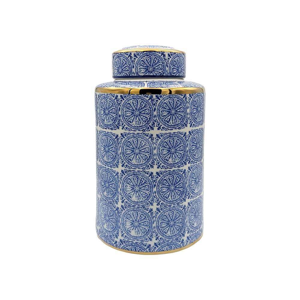 Willow Ceramic Ginger Jar - Blue & Gold Luxury Decor