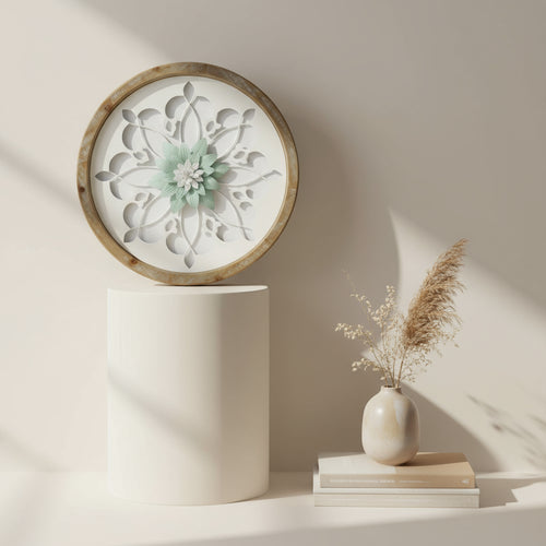 Wood Wall Art Carved Round Frame Large Luxury Co