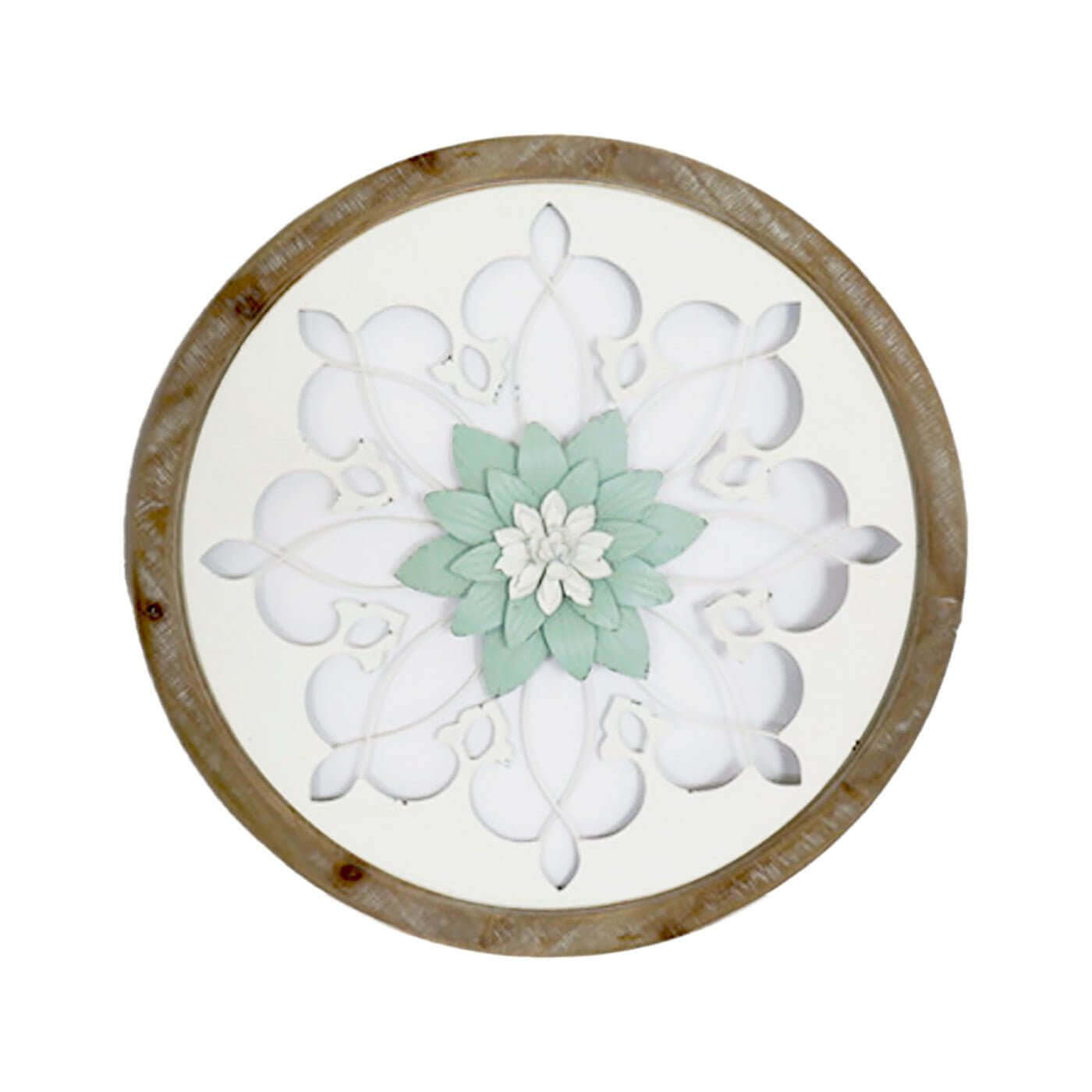 Carved Wood Round Wall Art Frame 70cm