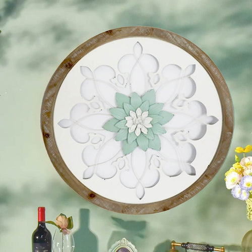 Wood Wall Art Carved Round Frame Large Luxury Co