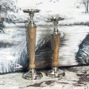 Atlas Candle Holder Wood/Aluminium Candle Stick Holder Set