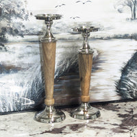 Atlas Candle Holder Wood/Aluminium Candle Stick Holder Set