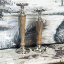 Atlas Candle Holder Wood/Aluminium Candle Stick Holder Set