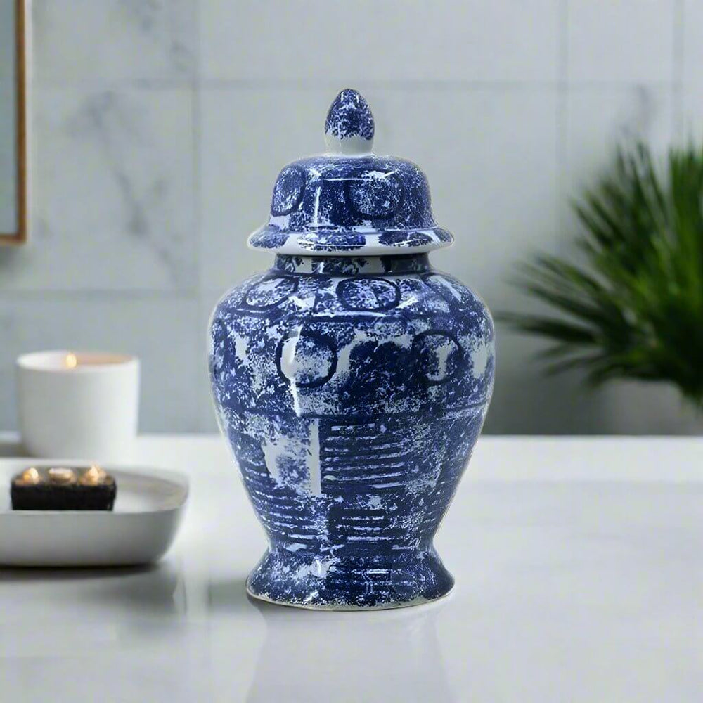 Large Blue & White Zaro Ginger Jar - Vintage Ceramic Decor