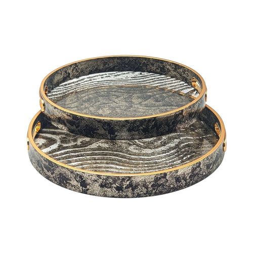 Zebra Round Serving Tray With Handles Set Luxury Co